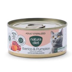 Natura Diet Cat Adult Sterilized Iberico & Pumpkin(Dosen) - 24 x 85 gr