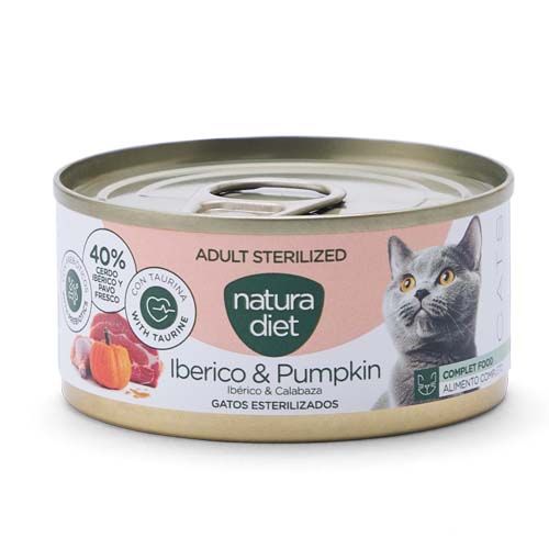 Natura Diet Cat Adult Sterilized Iberico & Pumpkin(Dosen) - 24 x 85 gr