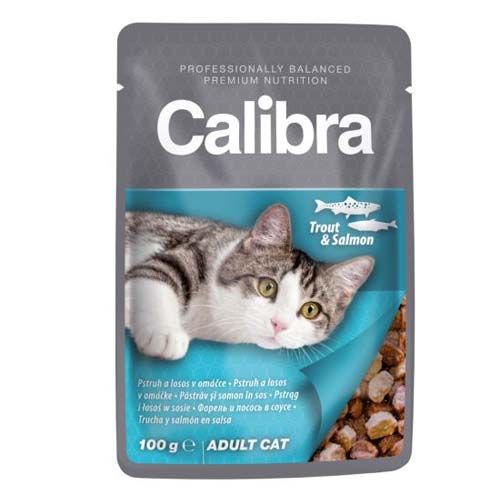 Calibra Cat Adult Forelle und Lachs in Soße (Päckchen) 24x100 gr